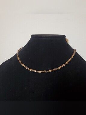 Vtg IBB Italy 925 Sterling Silver 18" Twisted Herringbone Gold Vermeil Necklace
